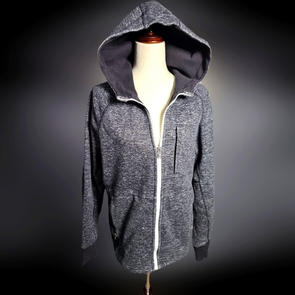 LULULEMON Scuba Zip Up Hoodie Sweatshirt.  Thick Heathered Grey Black Color.  12 - Picture 1 of 10